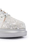 Anaar_Silver Acrylic Mirror Laila And Cutdana Embroidered Flat Sneakers _at_Aza_Fashions