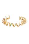 Shop_Isharya_Multi Color Crystals Spiral Gold Cuff Bracelet With Cubic Zirconia_at_Aza_Fashions