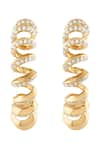 Buy_ISHARYA_Gold Plated Cubic Zirconia Spiral Embellished Hoop Earrings _Online_at_Aza_Fashions