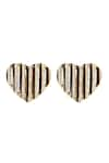 Shop_ISHARYA_Black Enamel Midnight Heartbeat Cubic Zirconia Embellished Studs _at_Aza_Fashions