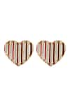 Shop_ISHARYA_Red Enamel Heartbeat Cubic Zirconia Embellished Studs _at_Aza_Fashions