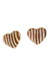 ISHARYA_Red Enamel Heartbeat Cubic Zirconia Embellished Studs _Online_at_Aza_Fashions