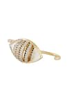 ISHARYA_Gold Plated Cubic Zirconia Eyelet Two Finger Embellished Ring _Online_at_Aza_Fashions