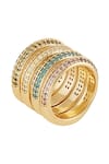 Shop_ISHARYA_Multi Color Cubic Zirconia Rainbow Spiral Embellished Ring _at_Aza_Fashions