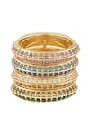 ISHARYA_Multi Color Cubic Zirconia Rainbow Spiral Embellished Ring _Online_at_Aza_Fashions