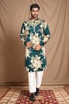 Buy_Arihant Rai Sinha_Green Cotton Silk Print Bahara Kurta _at_Aza_Fashions