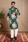 Buy_Arihant Rai Sinha_Green Cotton Silk Print Gulbahar Kurta _at_Aza_Fashions