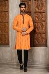 Buy_Arihant Rai Sinha_Gold Cotton Abstract Pattern Long Kurta _at_Aza_Fashions