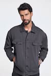 Buy_Terra Luna_Black 100% Organic Handloom Cotton Solid Lynx Side Pocket Shirt _at_Aza_Fashions