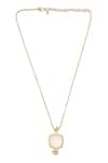 Buy_House Of Tuhina_Gold Plated Quartz Square Stone Embellished Necklace _at_Aza_Fashions