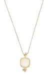 House Of Tuhina_Gold Plated Quartz Square Stone Embellished Necklace _Online_at_Aza_Fashions