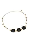 Buy_House Of Tuhina_Gold Plated Quartz Three Stone Embellished Choker _at_Aza_Fashions