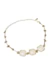 Buy_House Of Tuhina_Gold Plated Quartz Three Stone Embellished Choker Necklace _at_Aza_Fashions