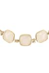 House Of Tuhina_Gold Plated Quartz Three Stone Embellished Choker Necklace _Online_at_Aza_Fashions