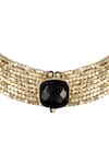 House Of Tuhina_Gold Plated Quartz Square Stone Embellished Choker _Online_at_Aza_Fashions