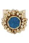 House Of Tuhina_Gold Plated Epoxy Circle Ring _Online_at_Aza_Fashions