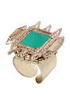 Buy_House Of Tuhina_Gold Plated Bead Tassels Fort Carved Ring _at_Aza_Fashions