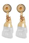 Shop_House Of Tuhina_Gold Plated Stone Drop Earrings _at_Aza_Fashions