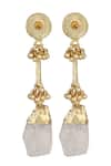 Shop_House Of Tuhina_Gold Plated Stone Round Enamel Drop Earrings _at_Aza_Fashions