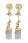 Shop_House Of Tuhina_Gold Plated Stone Enamel Drop Earrings _at_Aza_Fashions