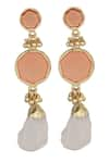 Buy_House Of Tuhina_Gold Plated Stone Enamel Double Drop Earrings _at_Aza_Fashions