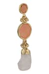 House Of Tuhina_Gold Plated Stone Enamel Double Drop Earrings _Online_at_Aza_Fashions