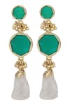 Buy_House Of Tuhina_Gold Plated Stone Double Drop Enamel Earrings _at_Aza_Fashions