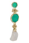 House Of Tuhina_Gold Plated Stone Double Drop Enamel Earrings _Online_at_Aza_Fashions