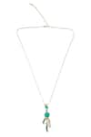 Buy_House Of Tuhina_Gold Plated Stone Geometric Enamelled Pendant Long Necklace _at_Aza_Fashions