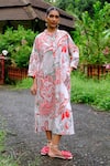 Buy_Jodi_White Cotton Poplin Handblock Print Floral Abstract Mandarin Inca Dress _at_Aza_Fashions