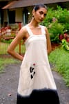 Jodi_White Handwoven Cotton Embroidery Stitch Kokeshi Figuring Heart Ombre Dress _Online_at_Aza_Fashions