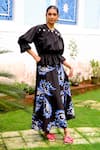 Shop_Jodi_Black Cotton Poplin Printed Abstract Orca Skirt _at_Aza_Fashions