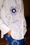 Shop_Jodi_Blue Handwoven Cotton Hand Embroidery Floral Waistcoat V Rosella With Shirt _Online_at_Aza_Fashions