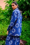 Shop_Jodi_Blue Handwoven Cotton Denim Printed Floral Collar Viola Shirt _at_Aza_Fashions