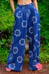 Jodi_Blue Handwoven Cotton Denim Printed Floral Viola Trouser _Online_at_Aza_Fashions