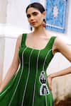 Jodi_Green Handwoven Kala Cotton Applique Embroidery Abstract Figurine Zuri Dress _Online_at_Aza_Fashions