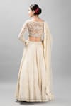 Kanj by Priyanka A Sakhuja_Off White Tulle Embroidered Sequin Sweetheart Berkha Tonal Bridal Lehenga Set _Online_at_Aza_Fashions