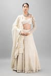 Buy_Kanj by Priyanka A Sakhuja_Off White Tulle Embroidered Sequin Sweetheart Berkha Tonal Bridal Lehenga Set _Online_at_Aza_Fashions