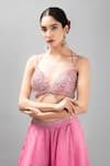 Buy_Kanj by Priyanka A Sakhuja_Pink Silk Satin Organza Embroidered Cristina Mandala Blouse With Sharara _Online_at_Aza_Fashions