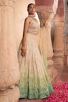 Shop_Laxmishriali_Green Lehenga And Blouse Organza Embroidered Cutdana Sweetheart & Sequin Set _Online_at_Aza_Fashions