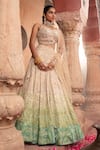 Laxmishriali_Green Lehenga And Blouse Organza Embroidered Cutdana Sweetheart & Sequin Set _at_Aza_Fashions