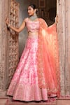 Buy_Laxmishriali_Pink Lehenga And Blouse Dupion Embroidered Bead Sweetheart & Pearl Set _at_Aza_Fashions