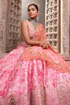 Laxmishriali_Pink Lehenga And Blouse Dupion Embroidered Bead Sweetheart & Pearl Set _at_Aza_Fashions