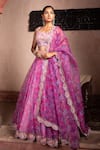 Buy_Laxmishriali_Pink Lehenga And Dupatta Organza Embroidered Sequin Sweetheart & Pearl Set _at_Aza_Fashions