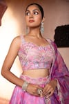 Buy_Laxmishriali_Pink Lehenga And Dupatta Organza Embroidered Sequin Sweetheart & Pearl Set _Online_at_Aza_Fashions