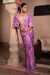 Laxmishriali_Pink Skirt And Cape Satin Georgette Printed Abstract Embroidered Draped Set _Online_at_Aza_Fashions