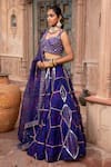 Laxmishriali_Blue Lehenga And Dupatta Organza Embroidered Dori Sweetheart & Sequin Set _Online_at_Aza_Fashions