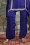 Laxmishriali_Blue Crepe Pant Embroidered Sequin Notched Kaftan And Set _Online_at_Aza_Fashions