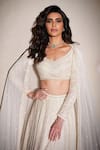 Shop_Ritika Mirchandani_Ivory Crepe Embroidery Scallop Bloom Leaf Neck Jyran Lehenga Set _at_Aza_Fashions