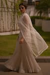 Buy_Ritika Mirchandani_Ivory Crepe Embroidery Cutdana Leaf Neck Stefaniya Bahar Kurta Sharara Set _at_Aza_Fashions